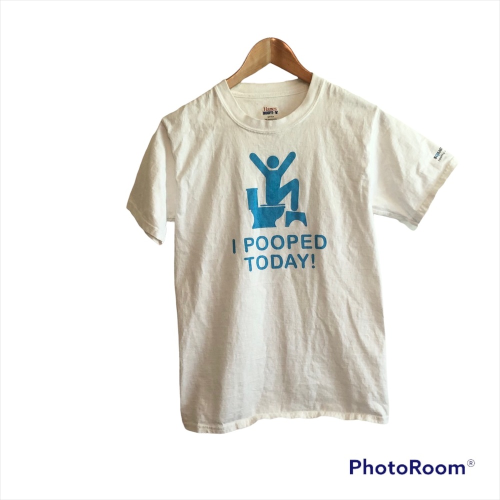 Hanes Squatty Potty I Pooped Today White Tee Shirt Size S